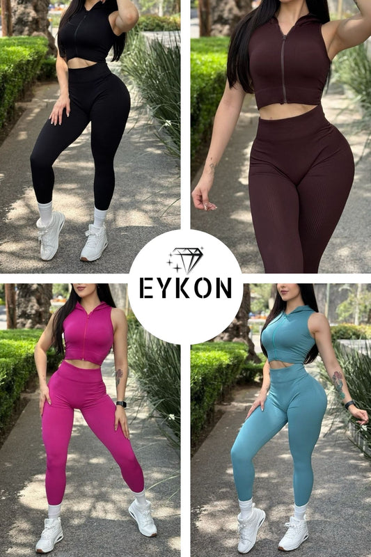 Conjunto Deportivo Seamless con Top Crop y Capucha – EYKON Activewear