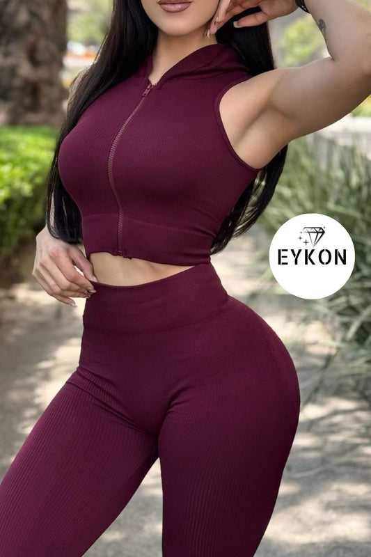 Conjunto Deportivo Seamless con Top Crop y Capucha – EYKON Activewear